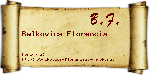 Balkovics Florencia névjegykártya